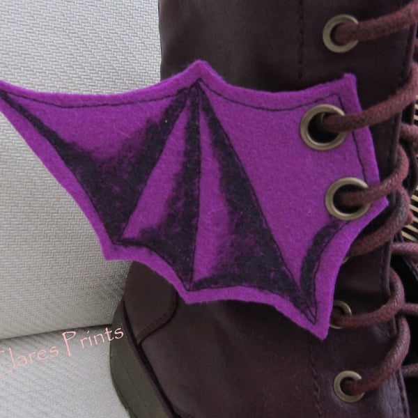 Steampunk Fabric Boot Wings Bat Wings Purple 