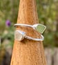 RARE UV & White Seaglass and Sterling Silver Spiral Adjustable Ring - 1353 - Image 2