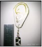 Glass bead earrings with metallic spot pattern on Silver plated hooks. - Image 5