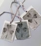 Set of Three Embroidered Fabric Gift Tags with Clover Leaf Print
