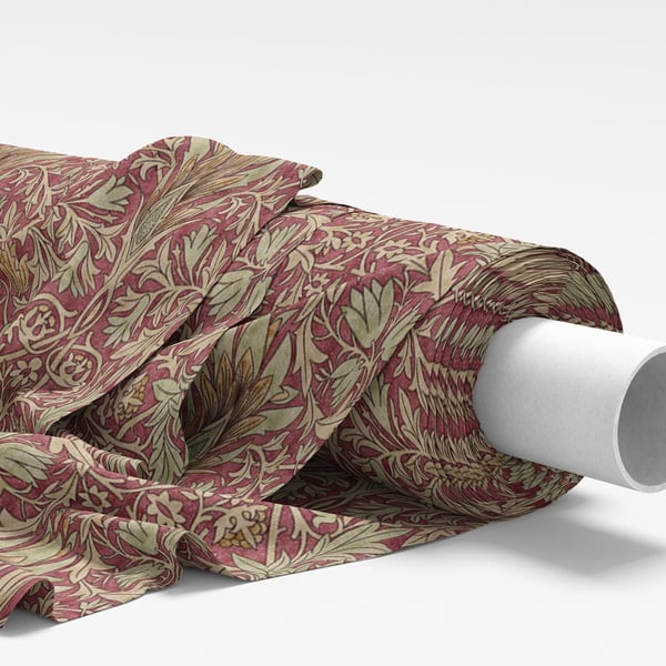 William Morris Fabric - Snakeshead Wine Red - Soft Furnishing Fabric