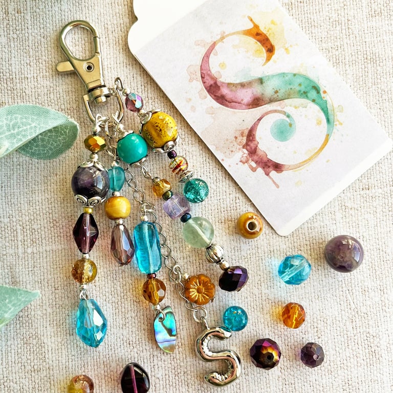 Balloon letter bag charm, Letter S bag charm, bag charm with letter