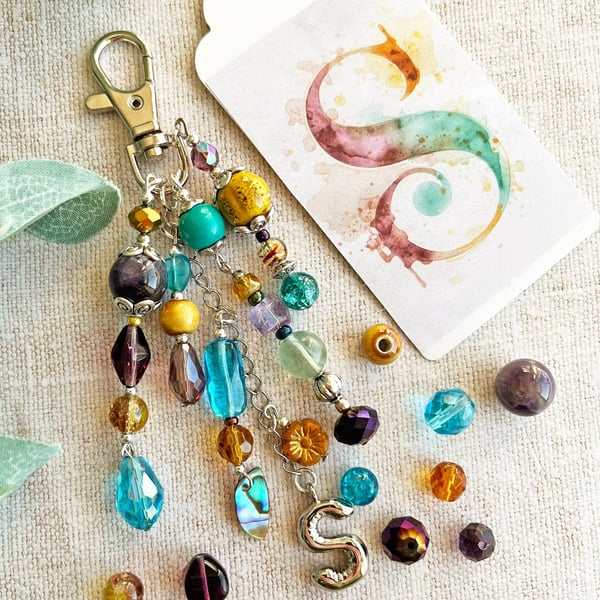 Balloon letter bag charm, Letter S bag charm, bag charm with letter