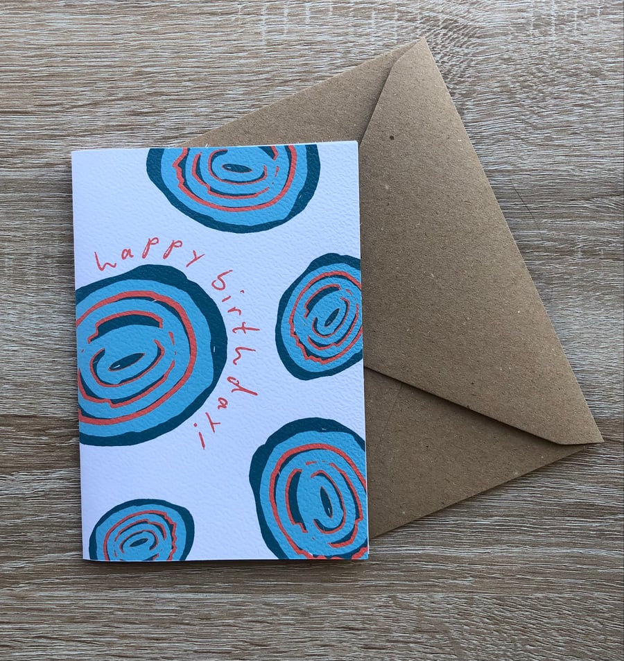 Handmade Birthday Card, Modern Birthday Card, Illustrated Birthday Card, Unisex 