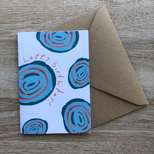 Handmade Birthday Card, Modern Birthday Card, Illustrated Birthday Card, Unisex 