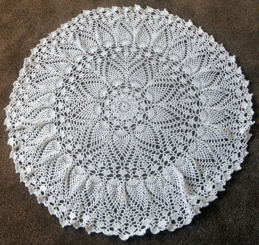 White Crochet Circular Shawl