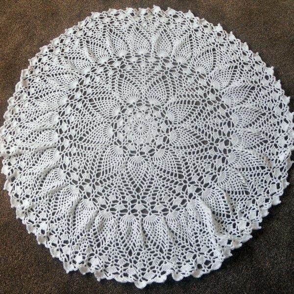 White Crochet Circular Shawl