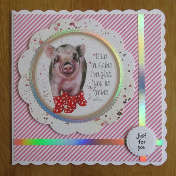 Pig In Boots - 17cm square card