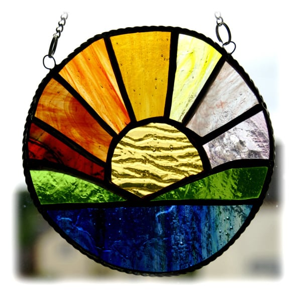 Sunrise Picture Stained Glass Suncatcher Handma... Folksy