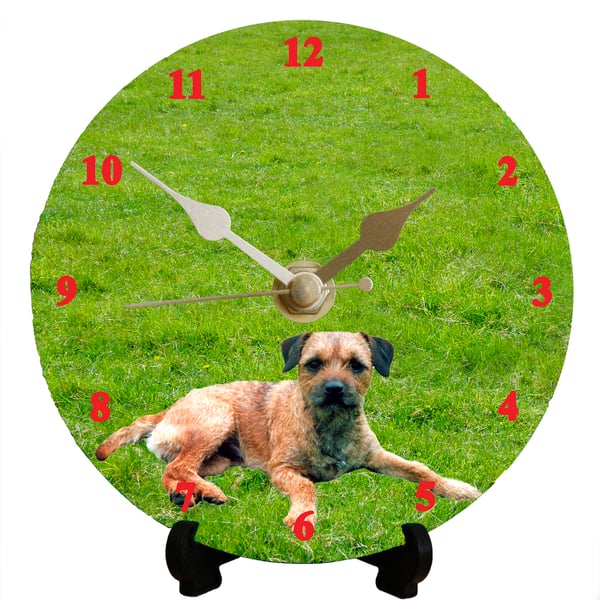 12cm DIY clock kit - Border Terrier - Wall or desk clock for dog lovers