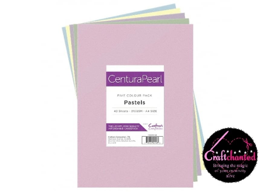 Crafter's Companion - Centura Pearl - Single Sided - Pastels A4 310gsm 40 Sheets