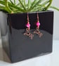 Pink Agate & Copper Dangle LOVE  Earrings Gift Crystal Jewellery Jewelry  - Image 2