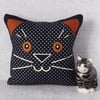 Black cat cushion, cuddle cushion, accent cushion
