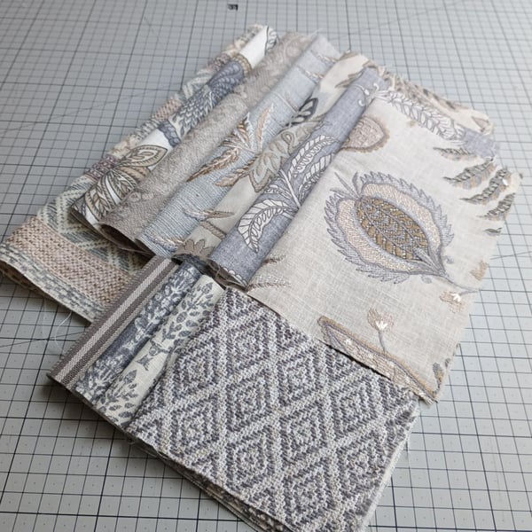 Fabric inspiration craft bundle - Silver Grey reclaimed curtain samples 