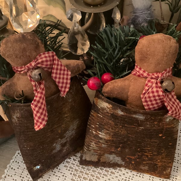 Primitive Gingerbread Man in a Rustc Tin