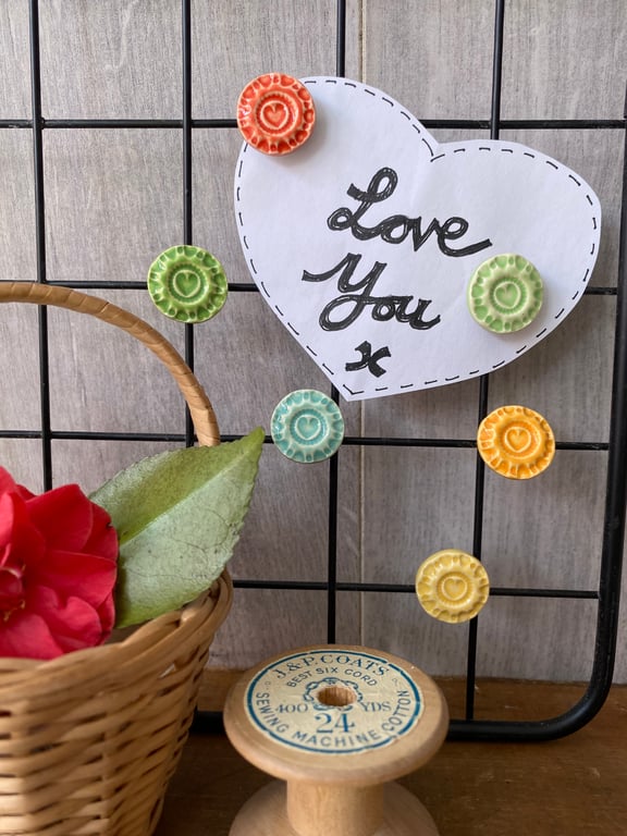 Sale six ceramic heart magnets