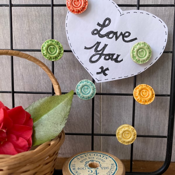 Sale six ceramic heart magnets