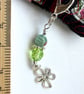Beaded journal planner charm with green silver beads, clip on bag charm  - Image 4