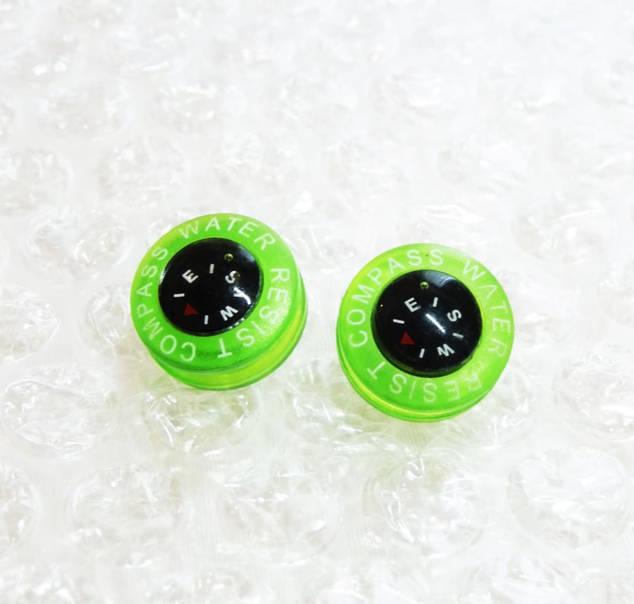 WAS 4.95 NOW 3.95 , Bright and colourful mini compass stud earrings 