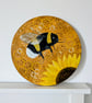 Bumble Bee and Sunflower Painting on 30cm Wood Panel - Image 1