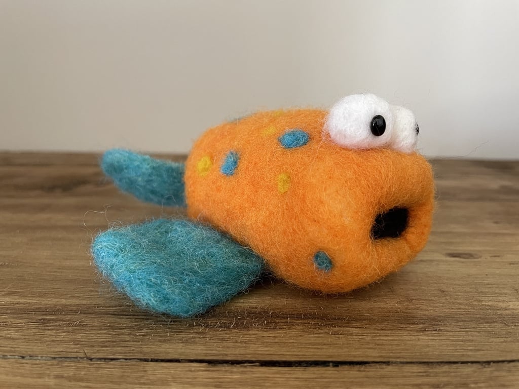 'Simon the worried' needle felted fish
