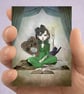 Séance ACEO Card - Goth Girl And Black Cat On Ouija Board
