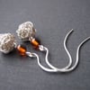Wire wrap earrings - sterling silver and amber