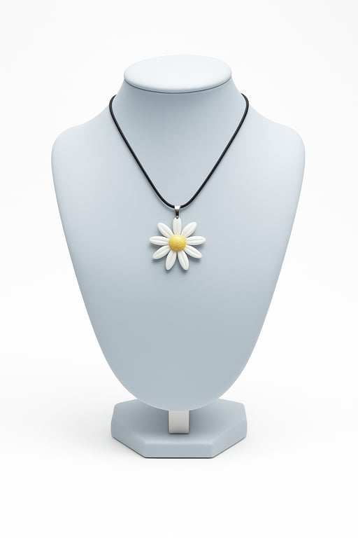 Daisy pendant necklace handmade polymer clay costume jewellery 