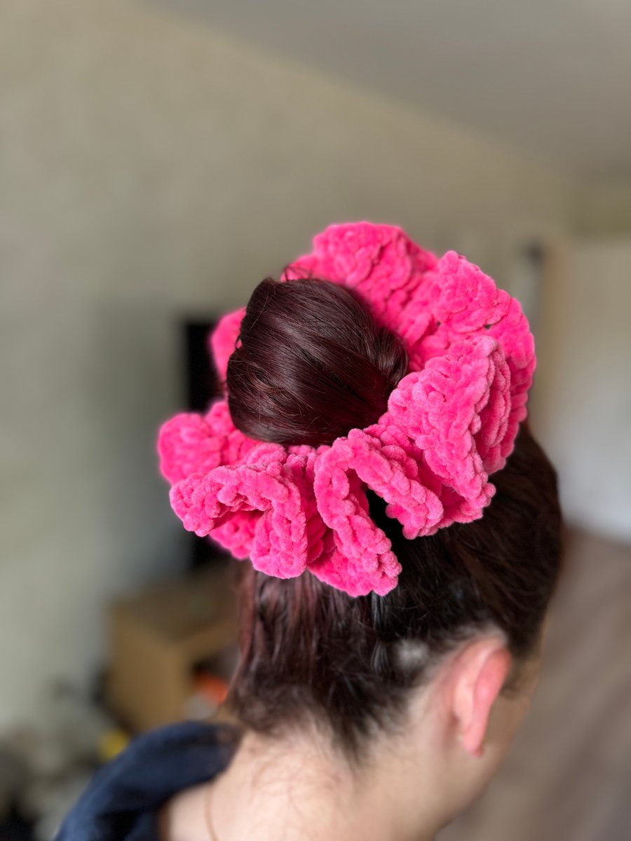 Pink chenille oversized scrunchie