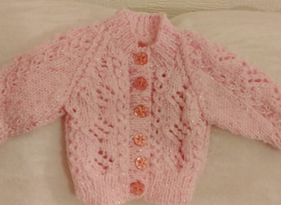 Pink  lacy  cardigan   -  New born