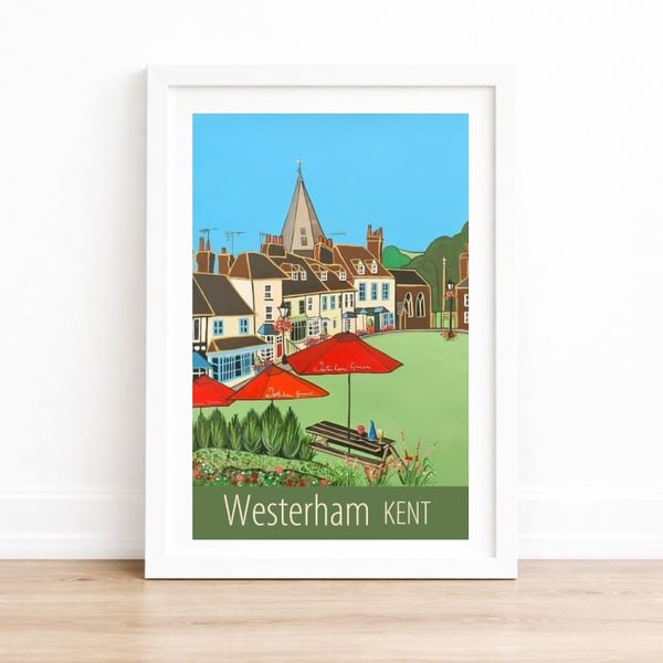 Westerham Kent travel poster print by Susie West