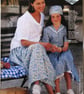 A multi-size sewing pattern for a mother and daughter blouse and skirt