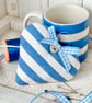 BLUE AND WHITE STRIPED HEART DECORATION - lavender or padded - midi size - Image 6