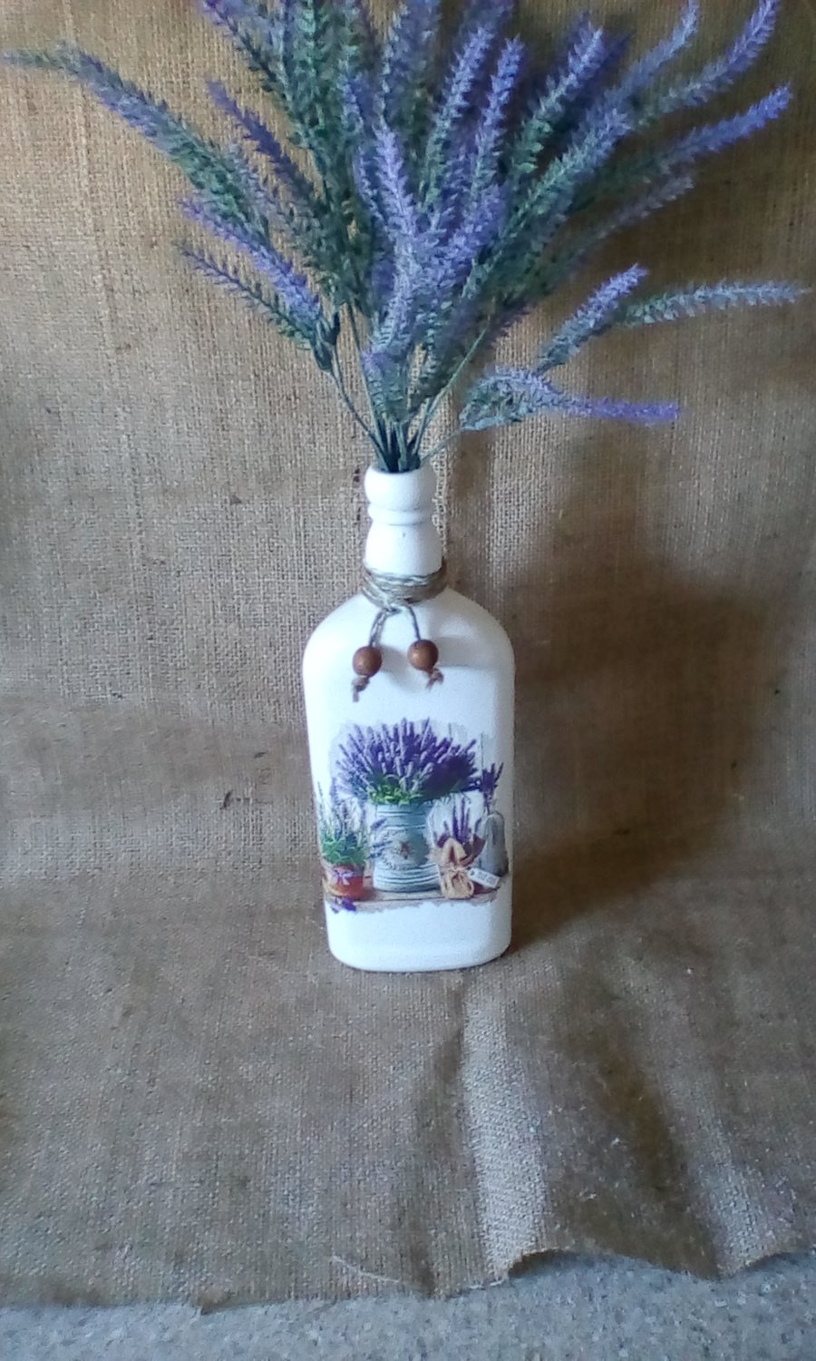  Lavender Display Decoupaged by Hand includes sprays of Lavender   Complete 