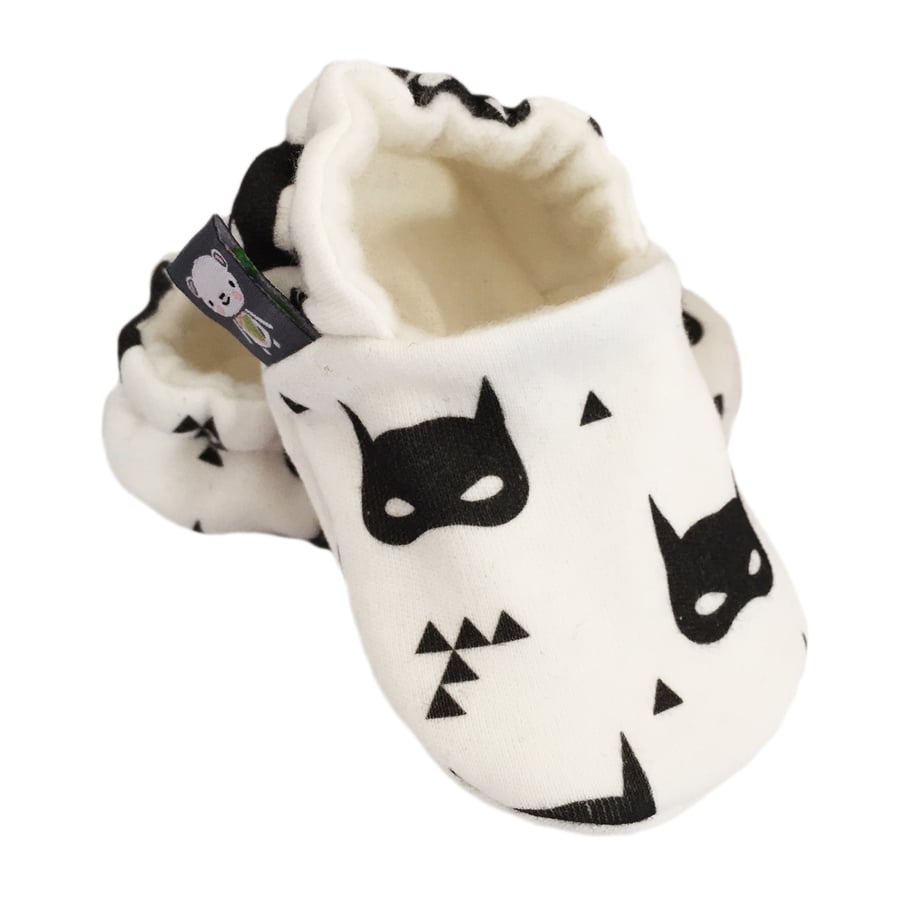 BABY SHOES Organic Monochrome SUPERHERO Soft soled Kids Slippers GIFT IDEA 0-9Y
