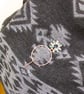 Copper Shawl Pin - Festive Wreath with Turquoise & Shell - Image 9