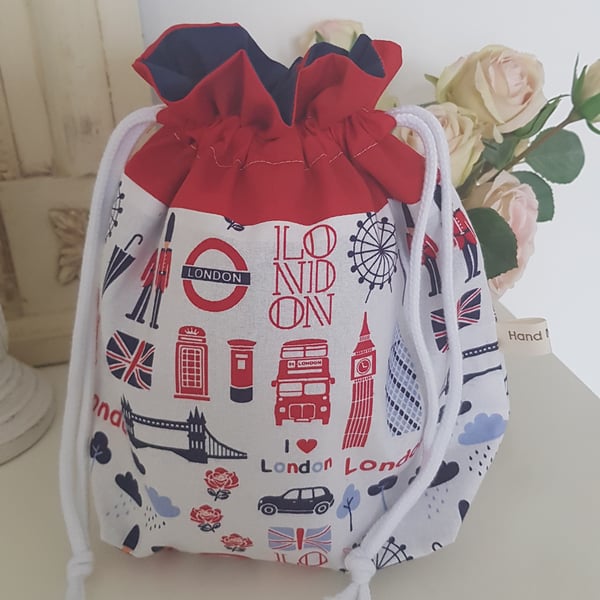 Handy Drawstring bag, storage bag, nursery bag, travel bag. Free UK postage