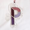 Stained Glass Letter P Suncatcher - Purple and Pink