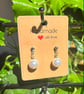 Handmade Silver-Tone Stud Earrings with Pearl-Look Bead Droplets