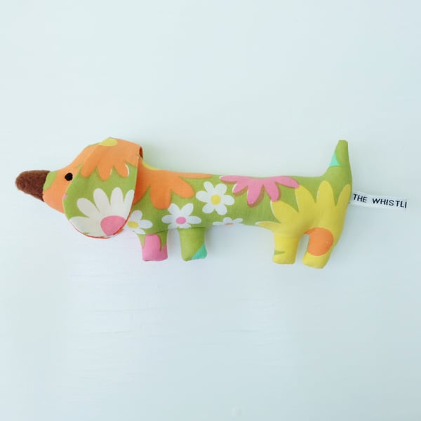 Sausage Dog in Vintage Flower Fabric