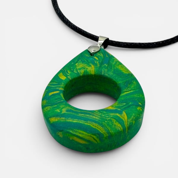 Green and Gold Marbled Glasses Holder Necklace