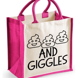 Sht;s and Giggles ( poo & Giggles)  -  Midi Jute Bag 