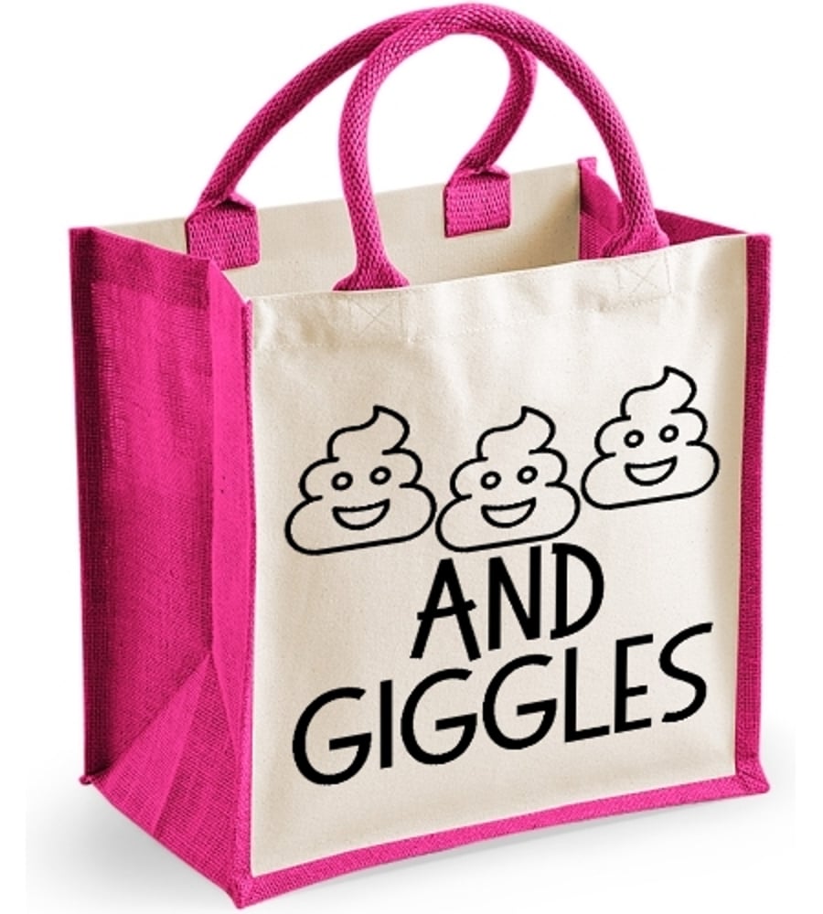 Sht;s and Giggles ( poo & Giggles)  -  Midi Jute Bag 