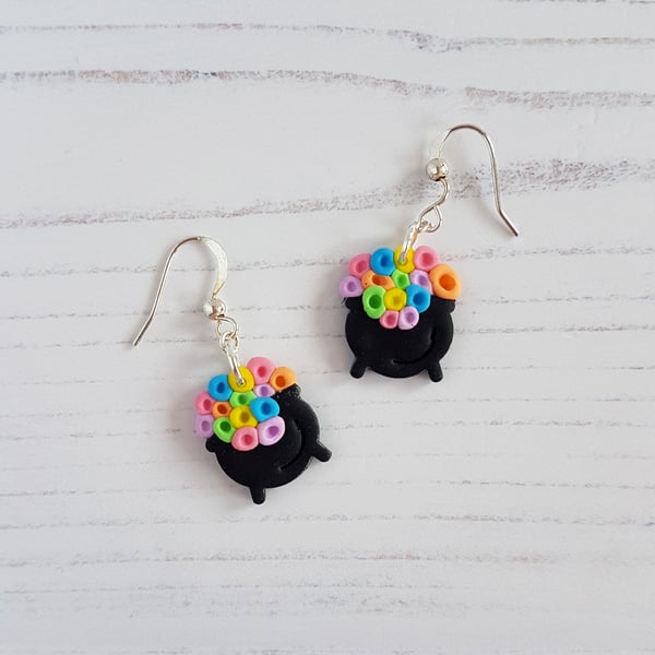 NEW Rainbow bubbles cauldron earrings