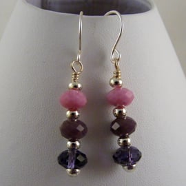 Pink, Amethyst and Purple Crystal Earrings