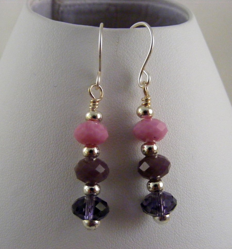 Pink, Amethyst and Purple Crystal Earrings