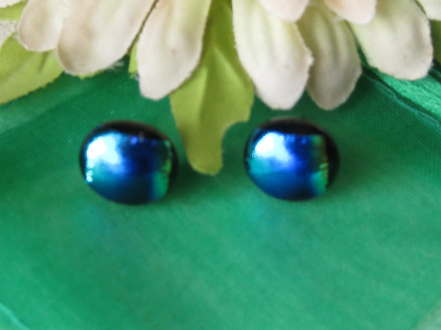 Fused dichroic glass stud earrings