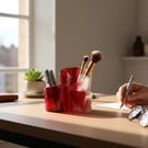 handcrafted desk tidies note pad pens phone holder