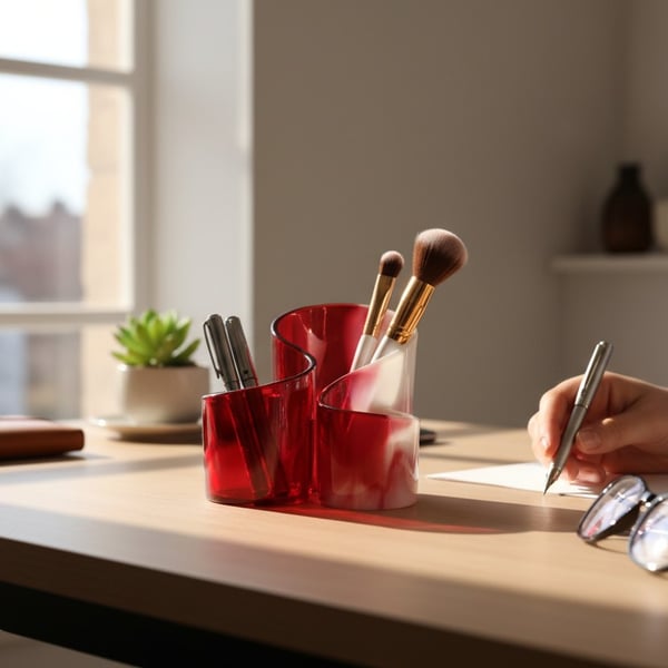 handcrafted desk tidies note pad pens phone holder