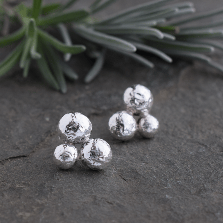 Recycled Silver Pebble Earrings - Handmade Silver Jewellery